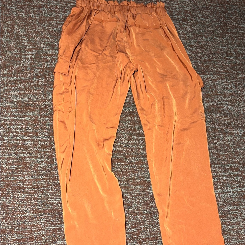 Michael Kors rust orange silky cargo joggers straight leg pull on  trousers S - Picture 6 of 14